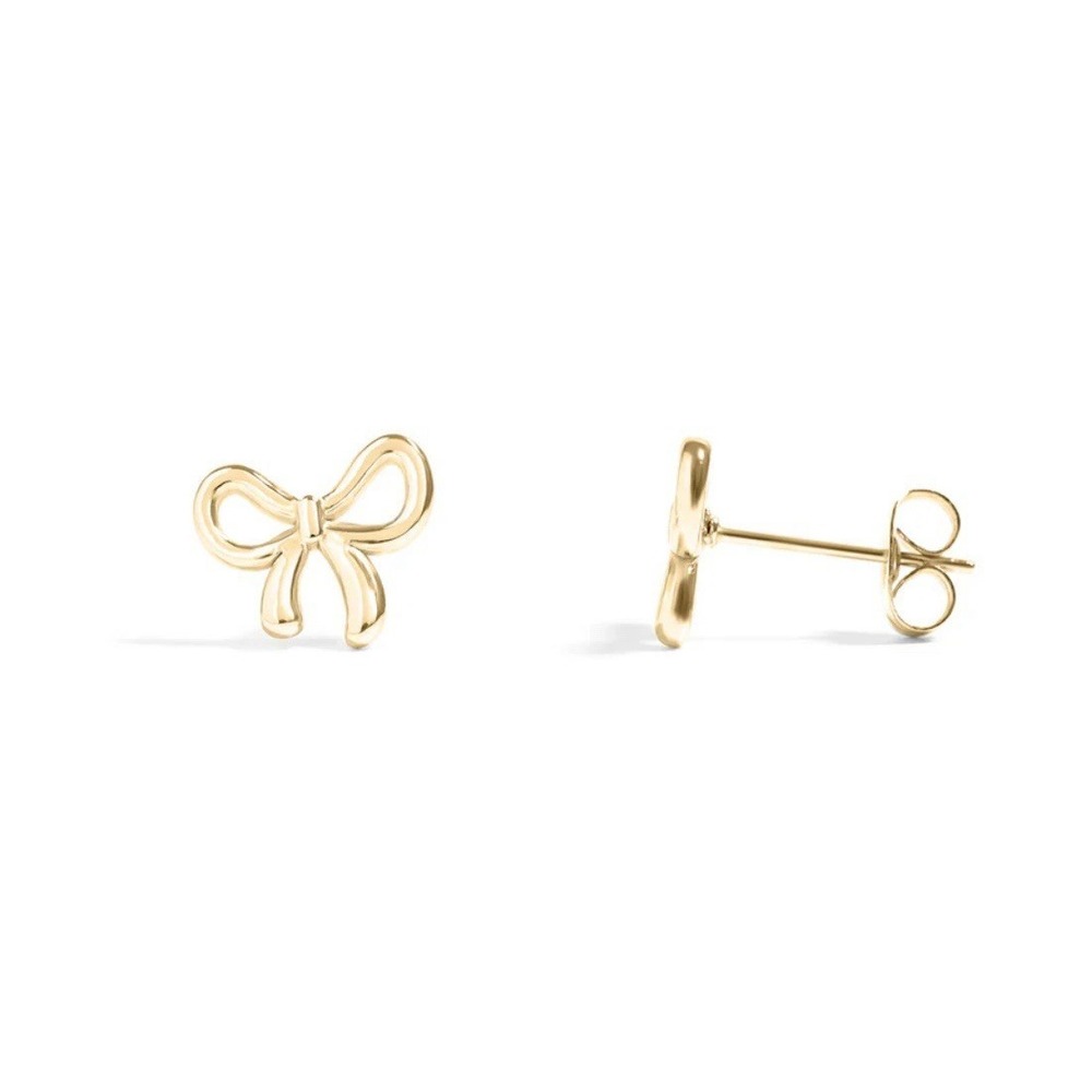 Gold Bow Stud Earrings 18K PVD Stainless Steel Dainty Minimalist Cute Gift